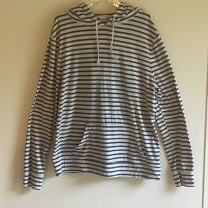 Old Navy white and dark gray striped hoodie